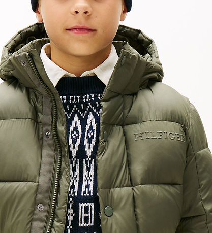 Tommy Hilfiger Dynejakke - Matt and Shine - Pewter Green Tommy Hilfiger Dynejakke - Matt and Shine - Pewter Green