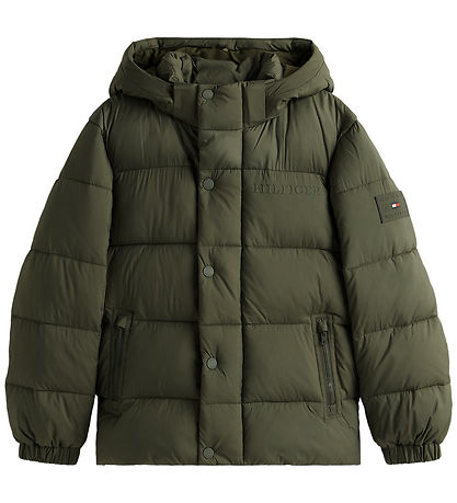Tommy Hilfiger Dynejakke - Matt and Shine - Pewter Green Tommy Hilfiger Dynejakke - Matt and Shine - Pewter Green