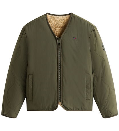 Tommy Hilfiger Fleecejakke - Vendbar - Pewter Green/Beige Tommy Hilfiger Fleecejakke - Vendbar - Pewter Green/Beige
