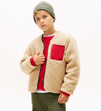 Tommy Hilfiger Fleece Jacket - Reversible - Pewter Green/Beige