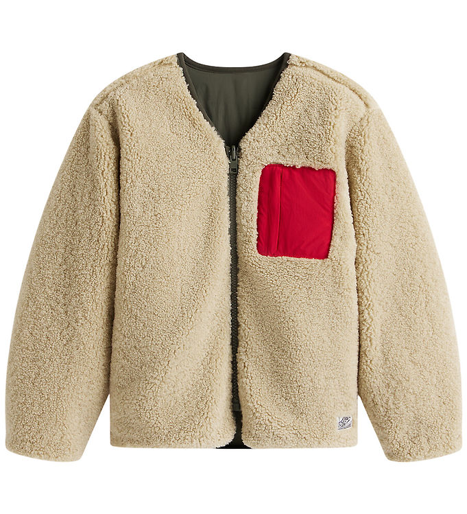 Tommy Hilfiger Vendbar Fleecejakke - Pewter Green/Beige