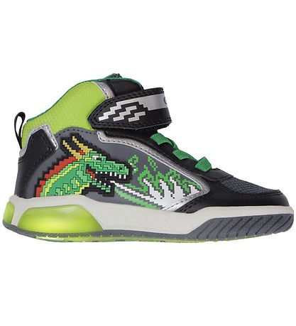 Geox Støvler m. Lys - J Inek B A - Sort/Lime Geox Støvler m. Lys - J Inek B A - Sort/Lime