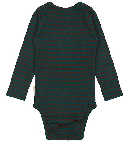 Petit Piao Bodysuit l/s - Rib - Modal - Dark Sea/Coffee Bean
