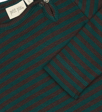 Petit Piao Bodysuit l/s - Rib - Modal - Dark Sea/Coffee Bean