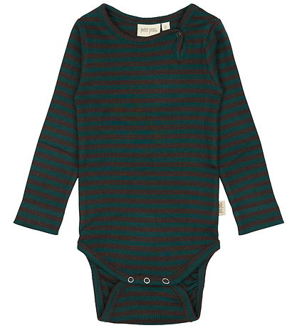 Petit Piao Bodysuit l/s - Rib - Modal - Dark Sea/Coffee Bean