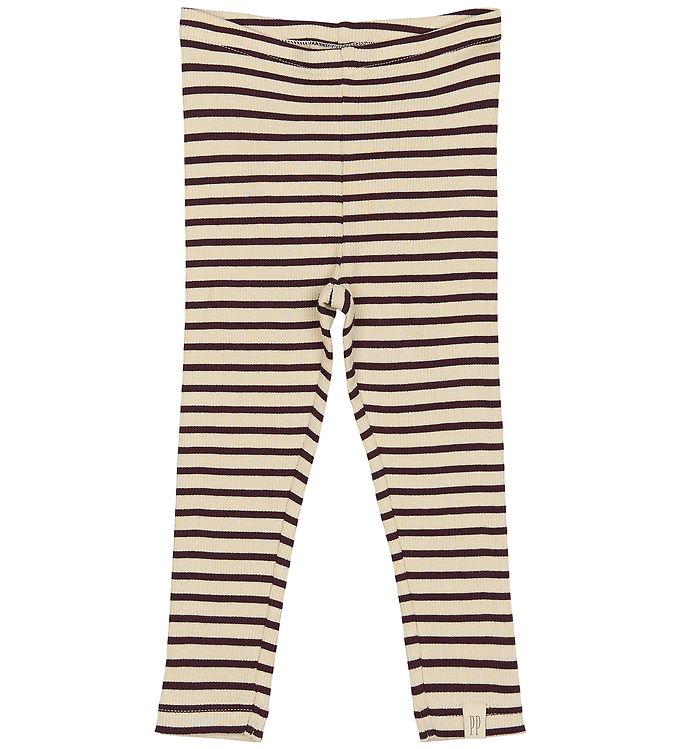 Petit Piao Leggings - Rib - Modal - Dark Grape/Off White