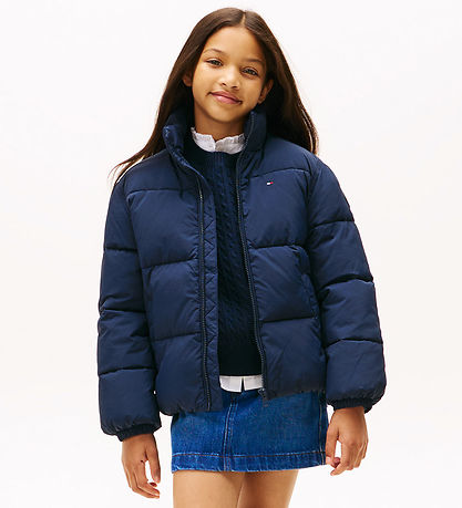 Tommy Hilfiger Dynejakke - Dark Night Navy m. Logo Tommy Hilfiger Dynejakke - Dark Night Navy m. Logo