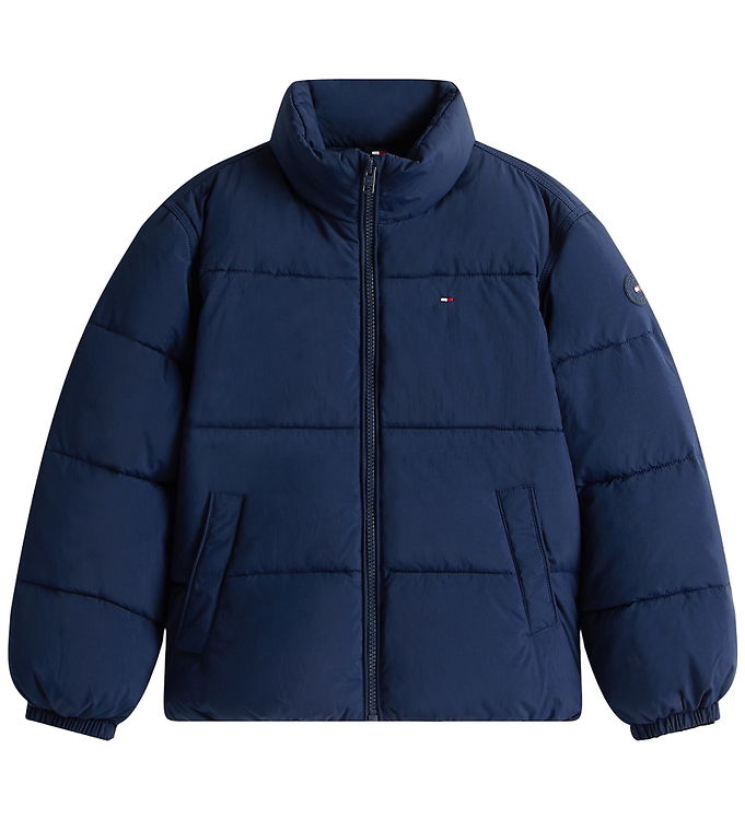 Tommy Hilfiger Dynejakke - Dark Night Navy m. Logo