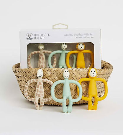 Matchstick Monkey Bideringe - 3-pak - Animal Teether Gift Set Matchstick Monkey Bideringe - 3-pak - Animal Teether Gift Set