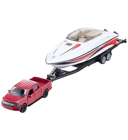 Siku Bil m. Båd - Ford F150 m. Motorbåd - 1:55 - Rød/Hvid Siku Bil m. Båd - Ford F150 m. Motorbåd - 1:55 - Rød/Hvid
