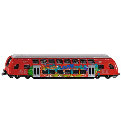Siku Tog - Double-Deck-Train - 1:87 - Rød m. Graffiti Siku Tog - Double-Deck-Train - 1:87 - Rød m. Graffiti