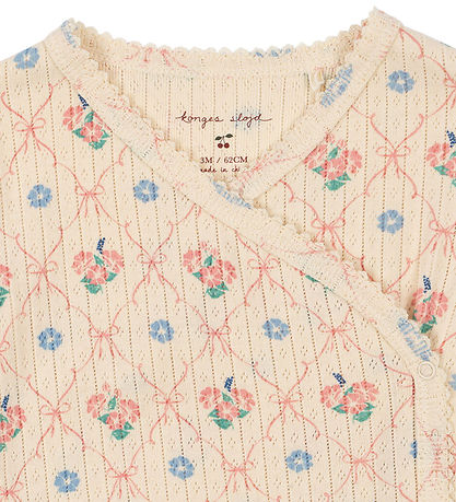 Konges Sløjd Body l/æ - Rib - Minnie - Fleur Decor m. Hulmønster