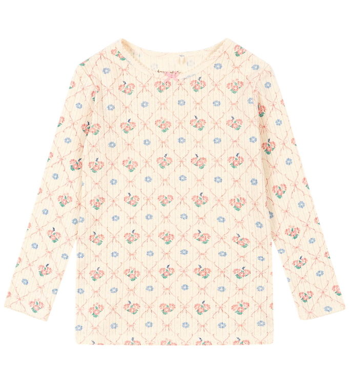 Konges Sløjd Bluse - Rib - Minnie - Fleur Decor m. Hulmønster