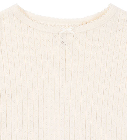 Konges Sløjd Bluse - Rib - Minnie - Antique White m. Hulmønster