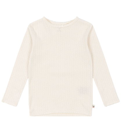 Konges Sløjd Bluse - Rib - Minnie - Antique White m. Hulmønster