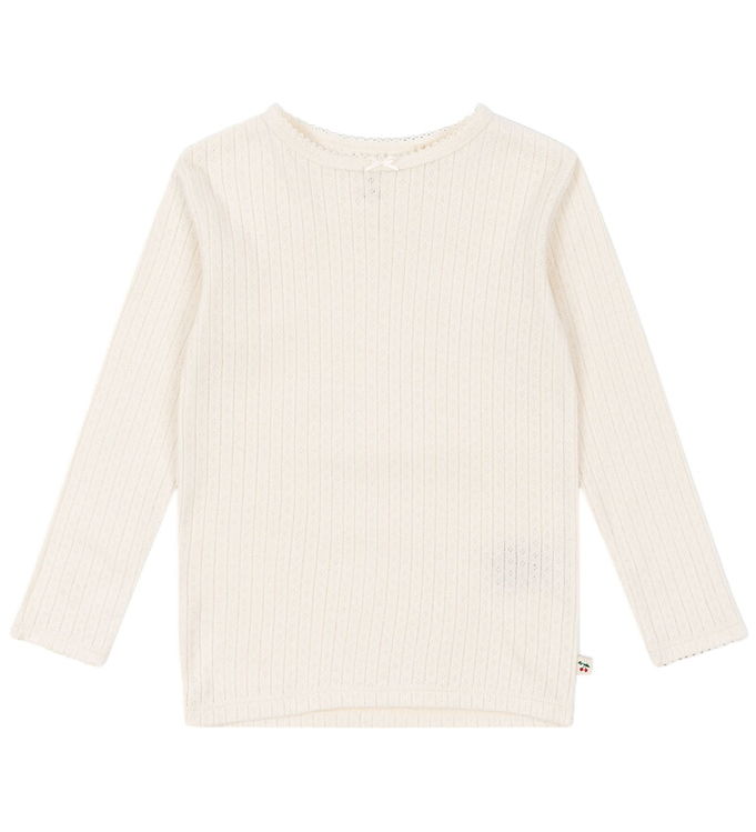 Konges Sløjd Bluse - Rib - Minnie - Antique White m. Hulmønster
