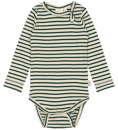 Petit Piao Bodysuit l/s - Rib - Modal - Dark Sea/Off White