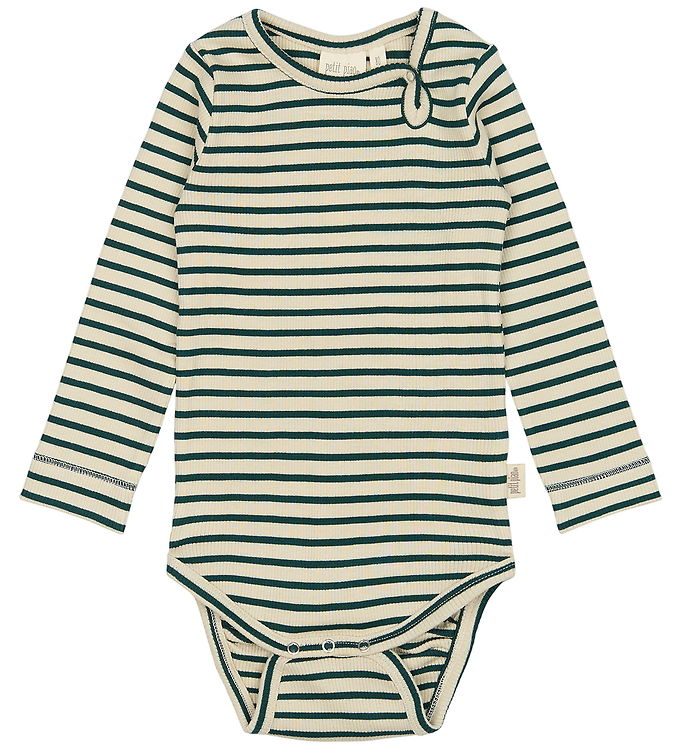 Petit Piao Body l/æ - Rib - Modal - Dark Sea/Off White