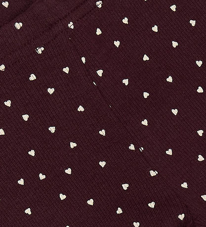 Petit Piao Leggings - Rib - Modal - Dark Grape m. Hjerter Petit Piao Leggings - Rib - Modal - Dark Grape m. Hjerter