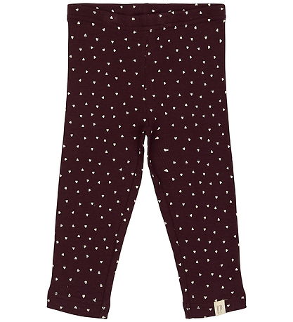 Petit Piao Leggings - Rib - Modal - Dark Grape m. Hjerter Petit Piao Leggings - Rib - Modal - Dark Grape m. Hjerter