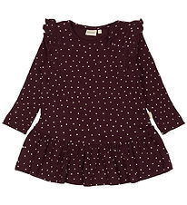 Petit Piao Kjole - Rib - Modal - Dark Grape m. Hjerter Petit Piao Kjole - Rib - Modal - Dark Grape m. Hjerter