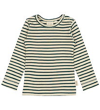 Petit Piao Bluse - Rib - Modal - Dark Sea/Off White Petit Piao Bluse - Rib - Modal - Dark Sea/Off White