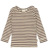 Petit Piao Bluse - Rib - Modal - Dark Grape/Off White Petit Piao Bluse - Rib - Modal - Dark Grape/Off White