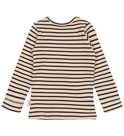 Petit Piao Blouse - Rib - Modal - Dark Grape/Off White