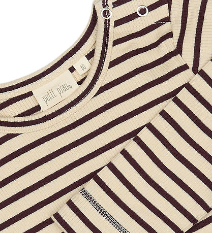 Petit Piao Blouse - Rib - Modal - Dark Grape/Off White