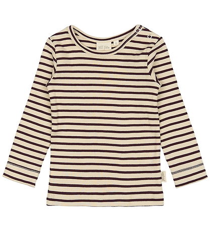 Petit Piao Blouse - Rib - Modal - Dark Grape/Off White