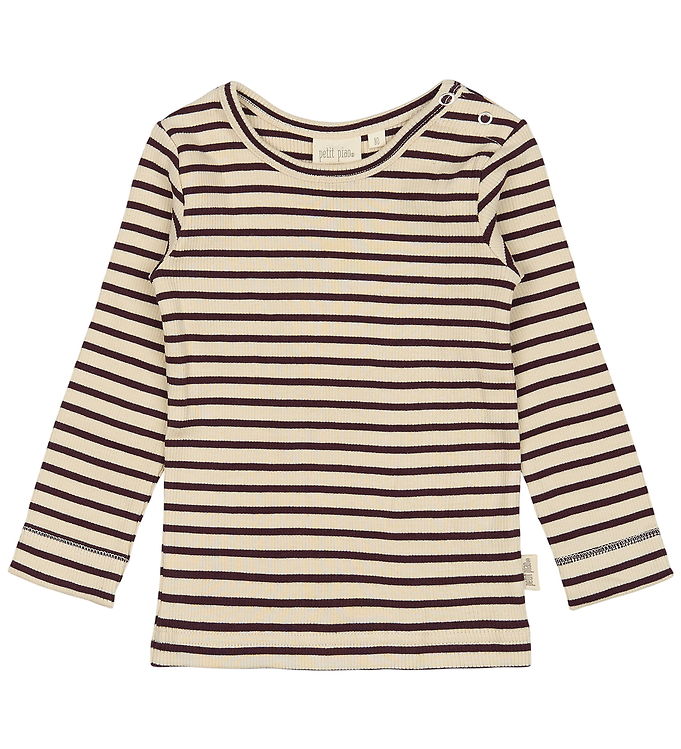 Petit Piao Bluse - Rib - Modal - Dark Grape/Off White
