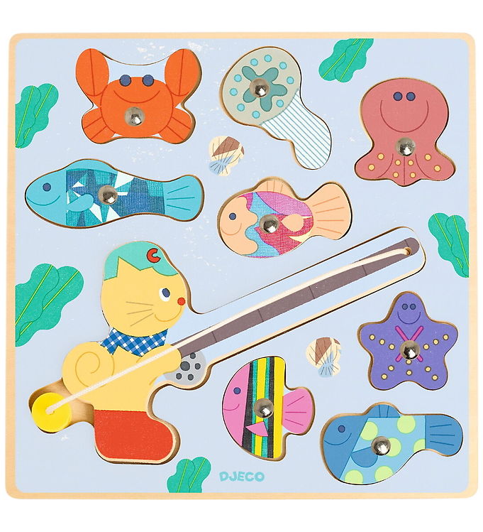 Djeco Magnetlegetøj - Puzz & Fish Bariolo - 9 Brikker