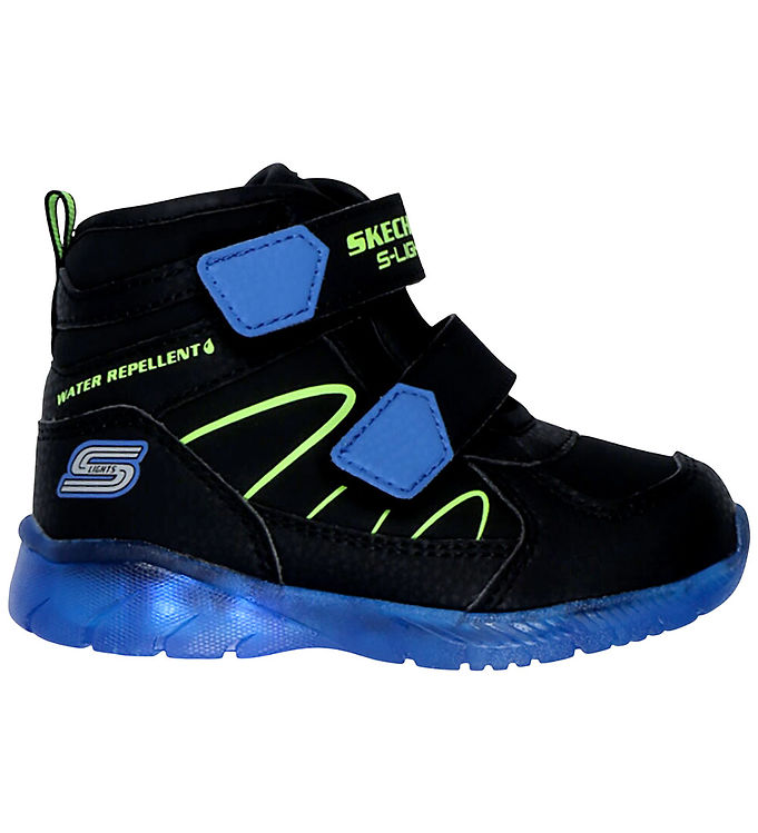 Skechers Vinterstøvler m. Lys - Splash Beams - Sort/Blå/LIme