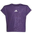 adidas Performance T-shirt - Cropped - Aurora Purple/Hvid adidas Performance T-shirt - Cropped - Aurora Purple/Hvid