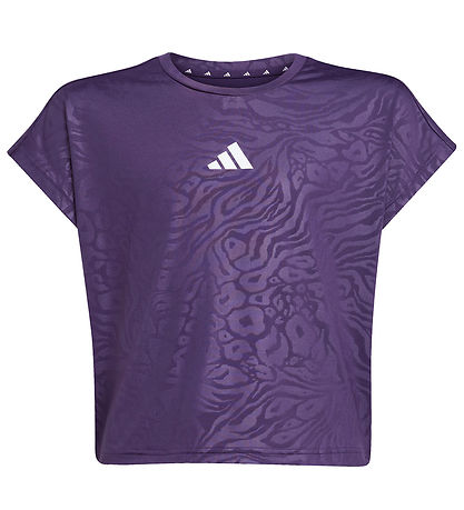 adidas Performance T-shirt - Cropped - Aurora Purple/Hvid adidas Performance T-shirt - Cropped - Aurora Purple/Hvid