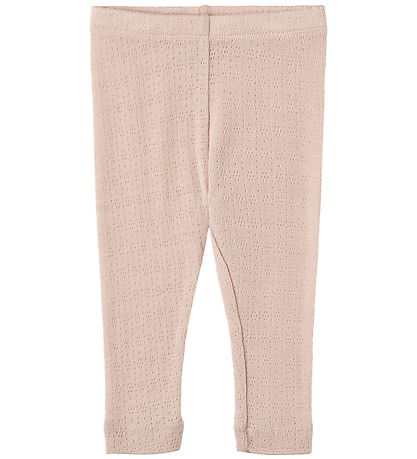 Wheat Leggings - Uld/Silke - Agi - Pale Lilac m. Hulmønster Wheat Leggings - Uld/Silke - Agi - Pale Lilac m. Hulmønster