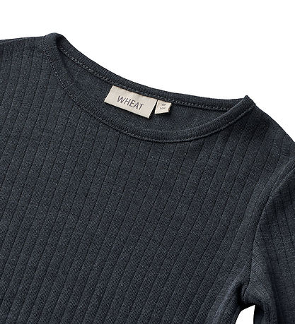 Wheat Bluse - Uld/Silke - Rib - Alfie - Navy