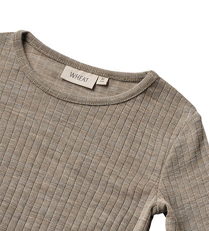 Wheat Bluse - Uld/Silke - Rib - Alfie - Khaki Melange Wheat Bluse - Uld/Silke - Rib - Alfie - Khaki Melange