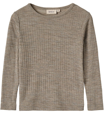 Wheat Bluse - Uld/Silke - Rib - Alfie - Khaki Melange