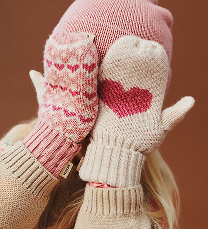 Wheat Luffer - Uld - Jacquard - Haansi - Rose m. Hjerter