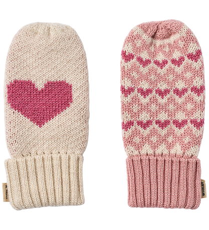 Wheat Luffer - Uld - Jacquard - Haansi - Rose m. Hjerter