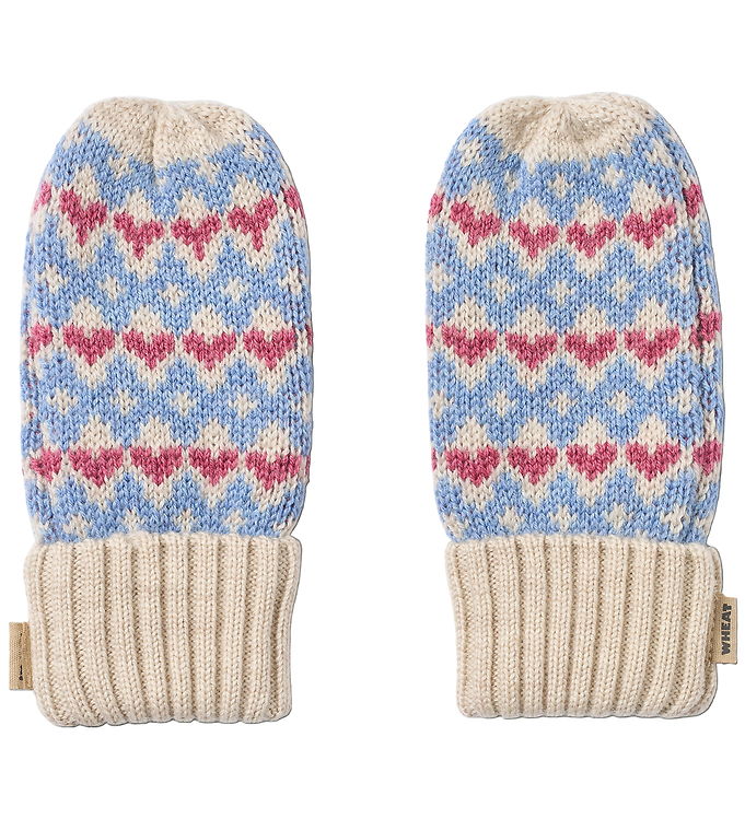 Wheat Luffer – Uld – Jacquard – Haansi – Blå m. Hjerter