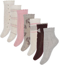 Minymo Strømper - 7-pak - Wild Rose m. Mønster Minymo Strømper - 7-pak - Wild Rose m. Mønster