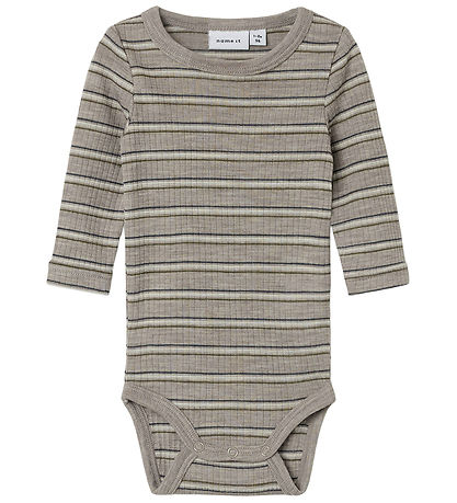 Name It Bodysuit l/s - Wool/Modal - Rib - NbmWomi - Satellite/St
