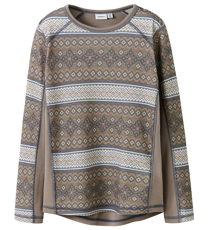 Name It Bluse Satellite Med Snemønster i Merinould - Str. 6y 116cm