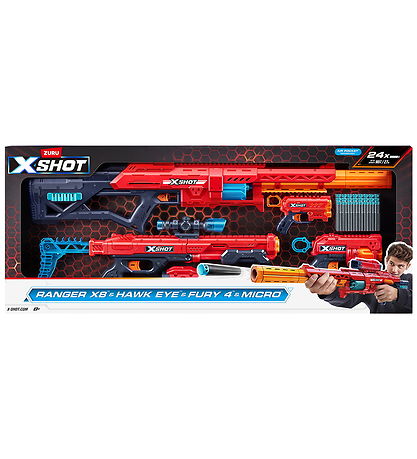 X-SHOT Skumgeværer - Ranger X8 & Hawk Eye & Fury 4 & Micro - Rød X-SHOT Skumgeværer - Ranger X8 & Hawk Eye & Fury 4 & Micro - Rød