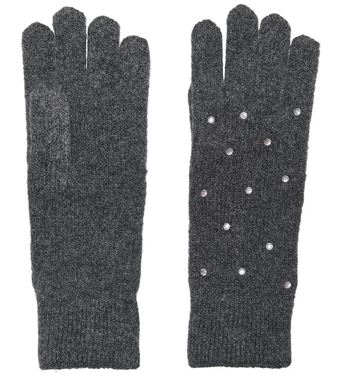 Kids Only Hansker - Strik - KogChyna - Dark Grey Melange/Rhinest