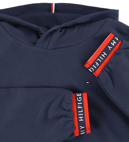 Tommy Hilfiger Hættetrøje - Logo Rib - Twilight Navy Tommy Hilfiger Hættetrøje - Logo Rib - Twilight Navy