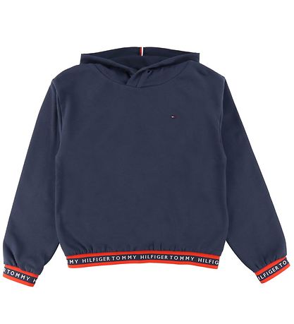Tommy Hilfiger Hættetrøje - Logo Rib - Twilight Navy Tommy Hilfiger Hættetrøje - Logo Rib - Twilight Navy