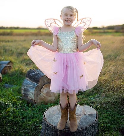 Great Pretenders Udklædning - Sommerfugl - Rosa/Guld